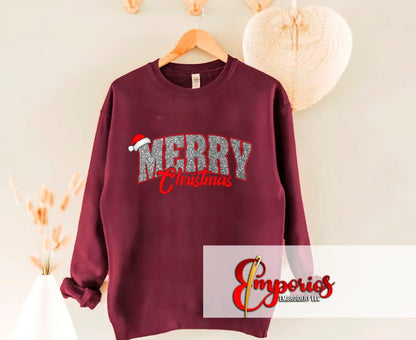 Merry Christmas Sweatshirt | Festive Holiday Crewneck for Women