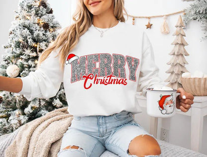 Merry Christmas Sweatshirt | Festive Holiday Crewneck for Women