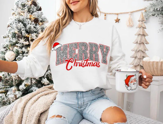 Merry Christmas Sweatshirt | Festive Holiday Crewneck for Women