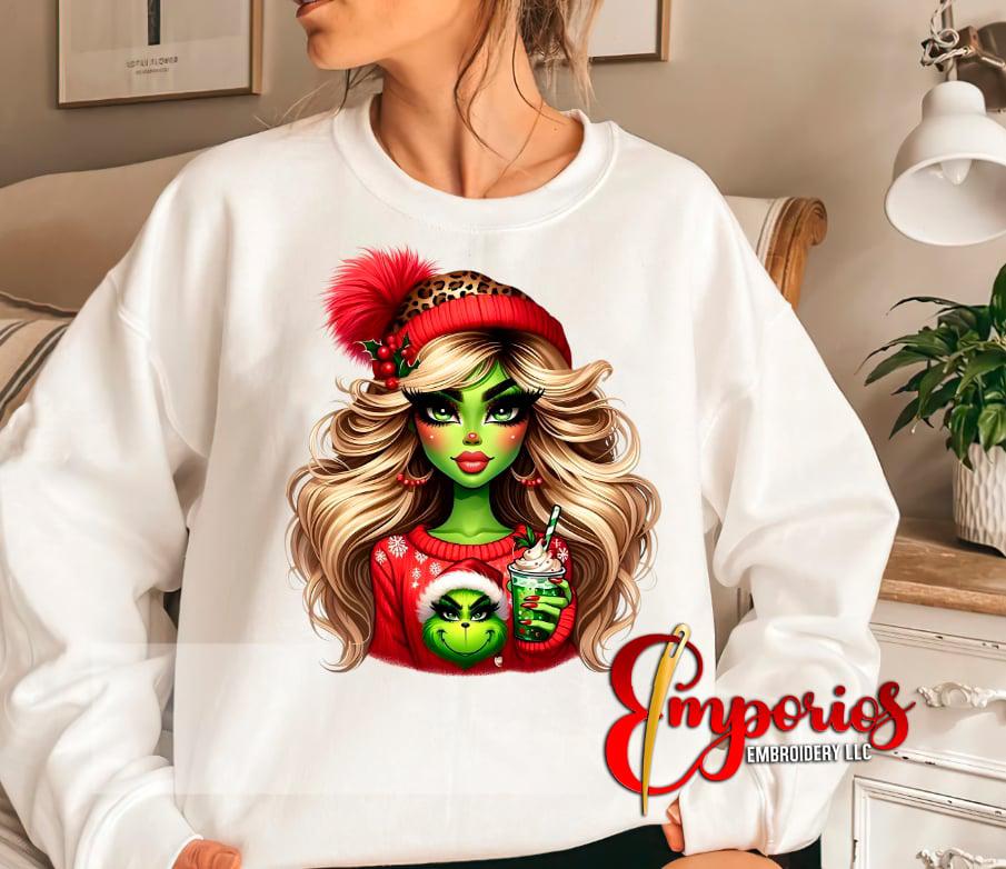 Merry & Bright Green Holiday Girl Christmas Sweatshirt