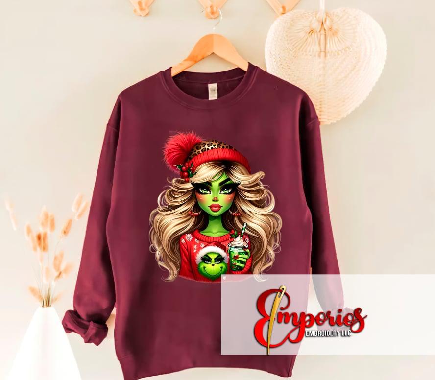 Merry & Bright Green Holiday Girl Christmas Sweatshirt