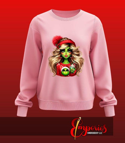 Merry & Bright Green Holiday Girl Christmas Sweatshirt