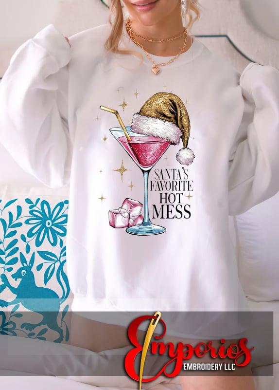 Santa’s Favorite Hot Mess Christmas Sweatshirt | Funny Holiday Crewneck for Women