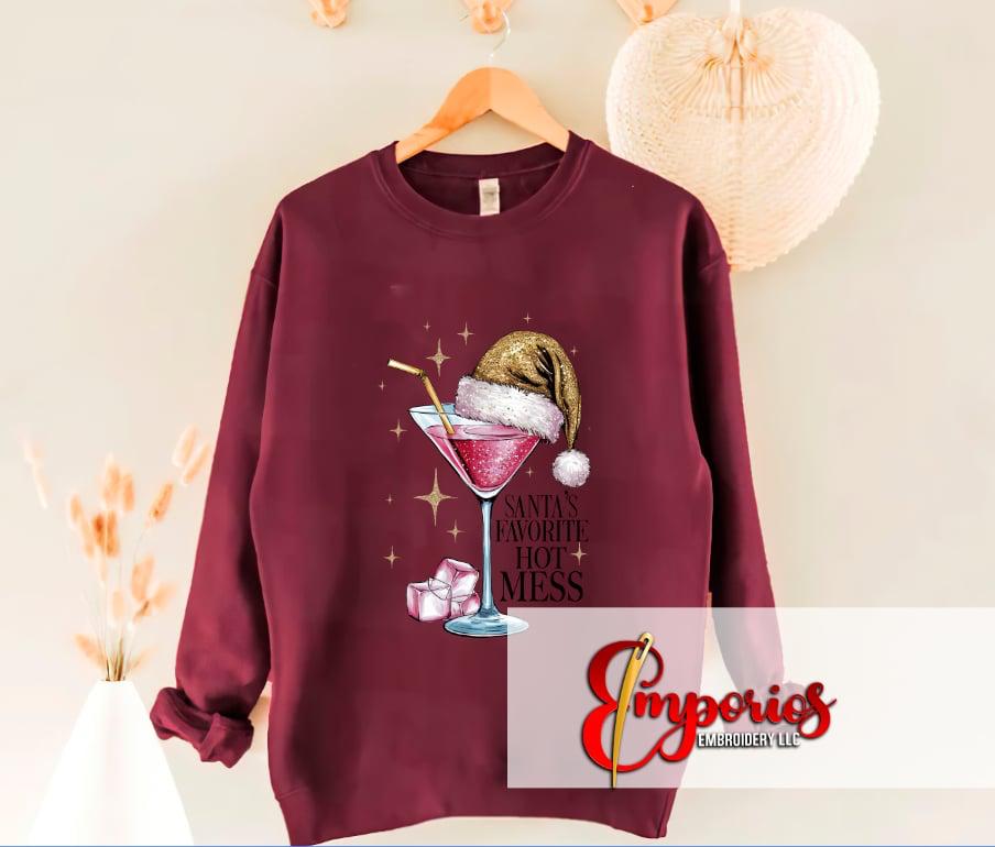 Santa’s Favorite Hot Mess Christmas Sweatshirt | Funny Holiday Crewneck for Women