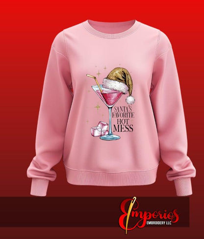 Santa’s Favorite Hot Mess Christmas Sweatshirt | Funny Holiday Crewneck for Women