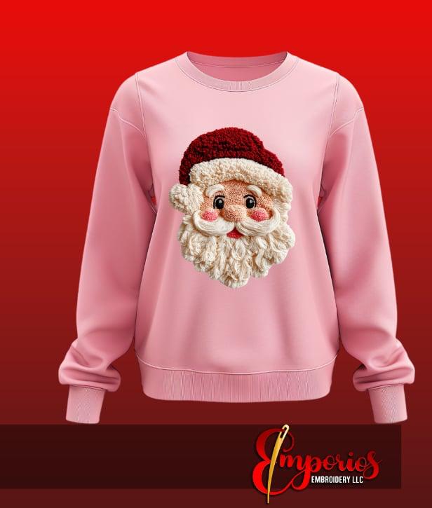 Crochet Santa Face Christmas Sweatshirt