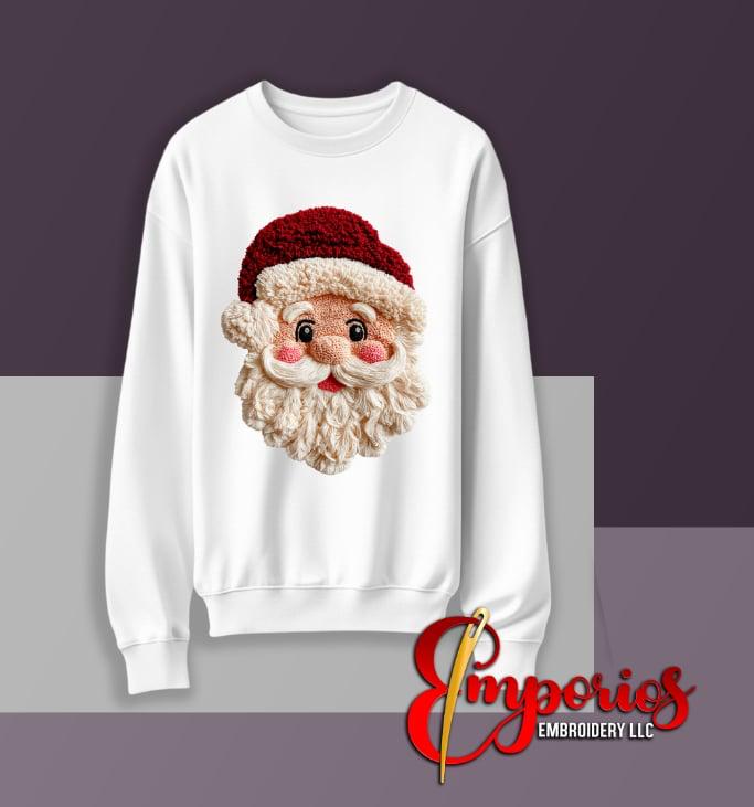 Crochet Santa Face Christmas Sweatshirt